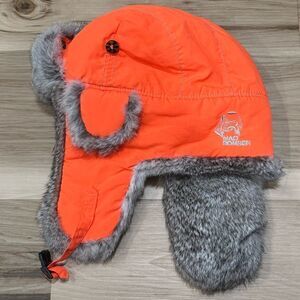 Mad Bomber Natural Rabbit Fur Blaze Orange Hunter Trapper Winter Hat Medium